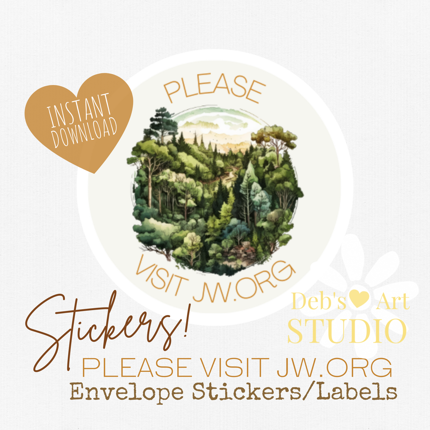 Please Visit jw.org, Envelope Stickers | Forest Birds | JW Gifts