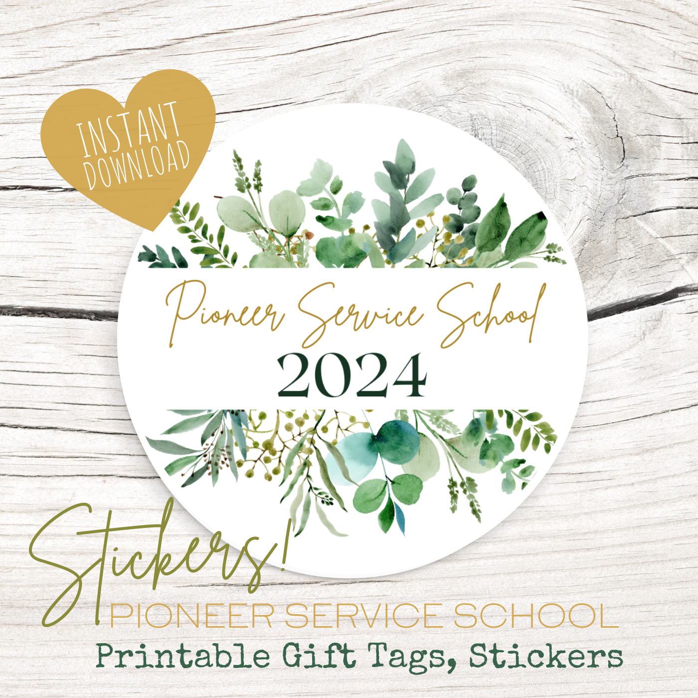 Pioneer Gift Tag, Stickers | 2024 Pioneer School | Green Leaves