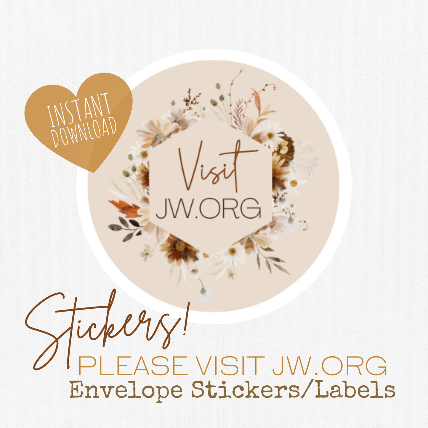 Please Visit jw.org, Envelope Stickers | Fall Boho Flowers