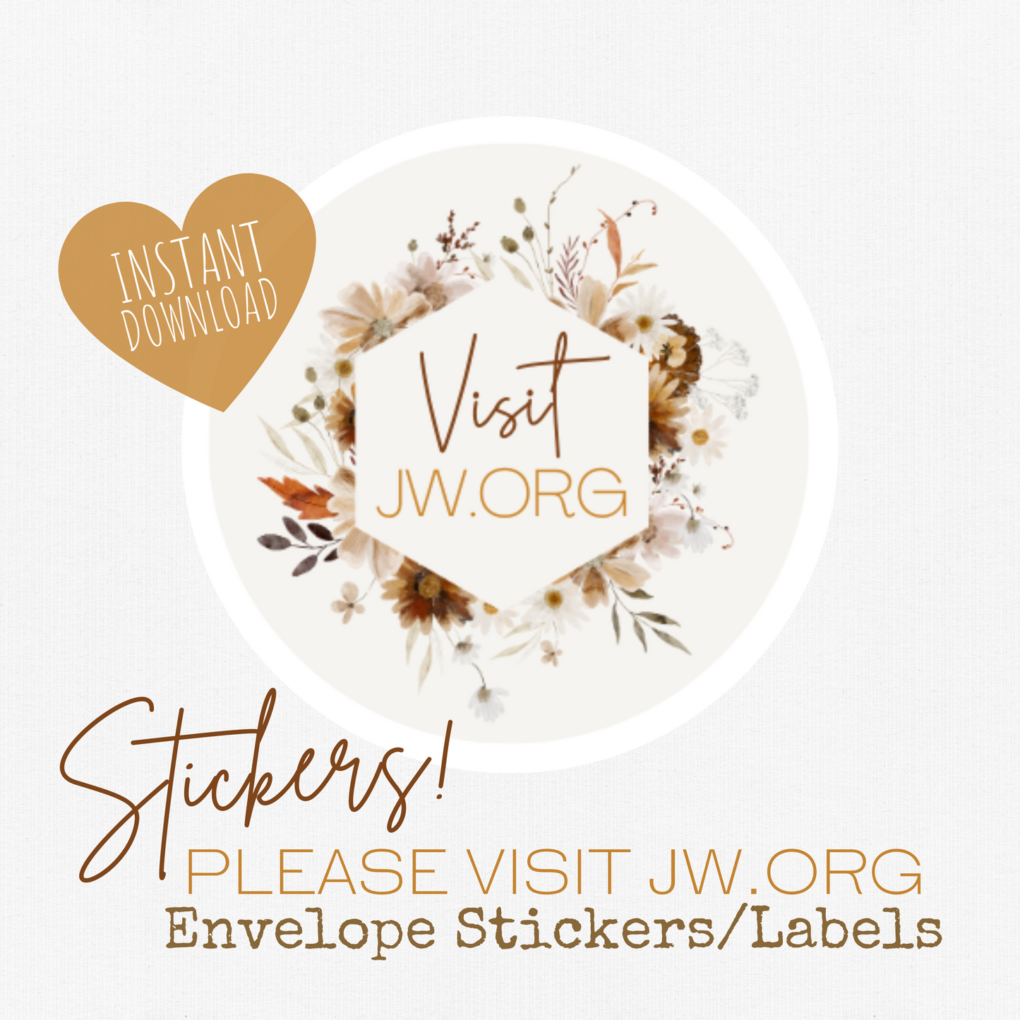 Please Visit jw.org, Envelope Stickers | Fall Boho Flowers