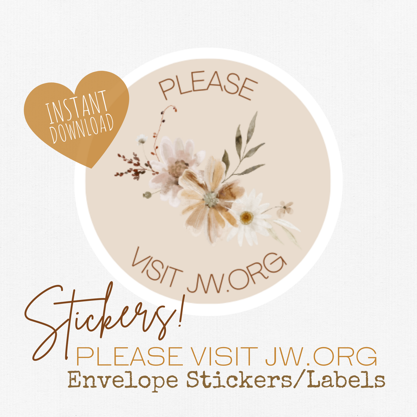 Please Visit jw.org, Envelope Stickers | Fall Boho Flowers