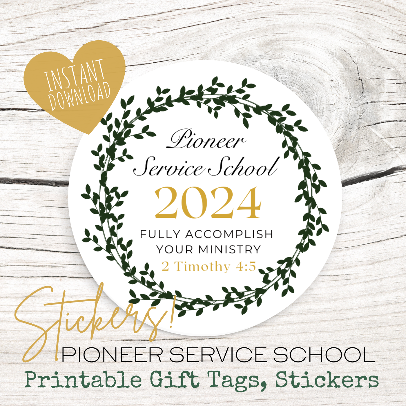 Pioneer Gift Tag, Stickers | 2024 Pioneer School | Black & Gold Leaves