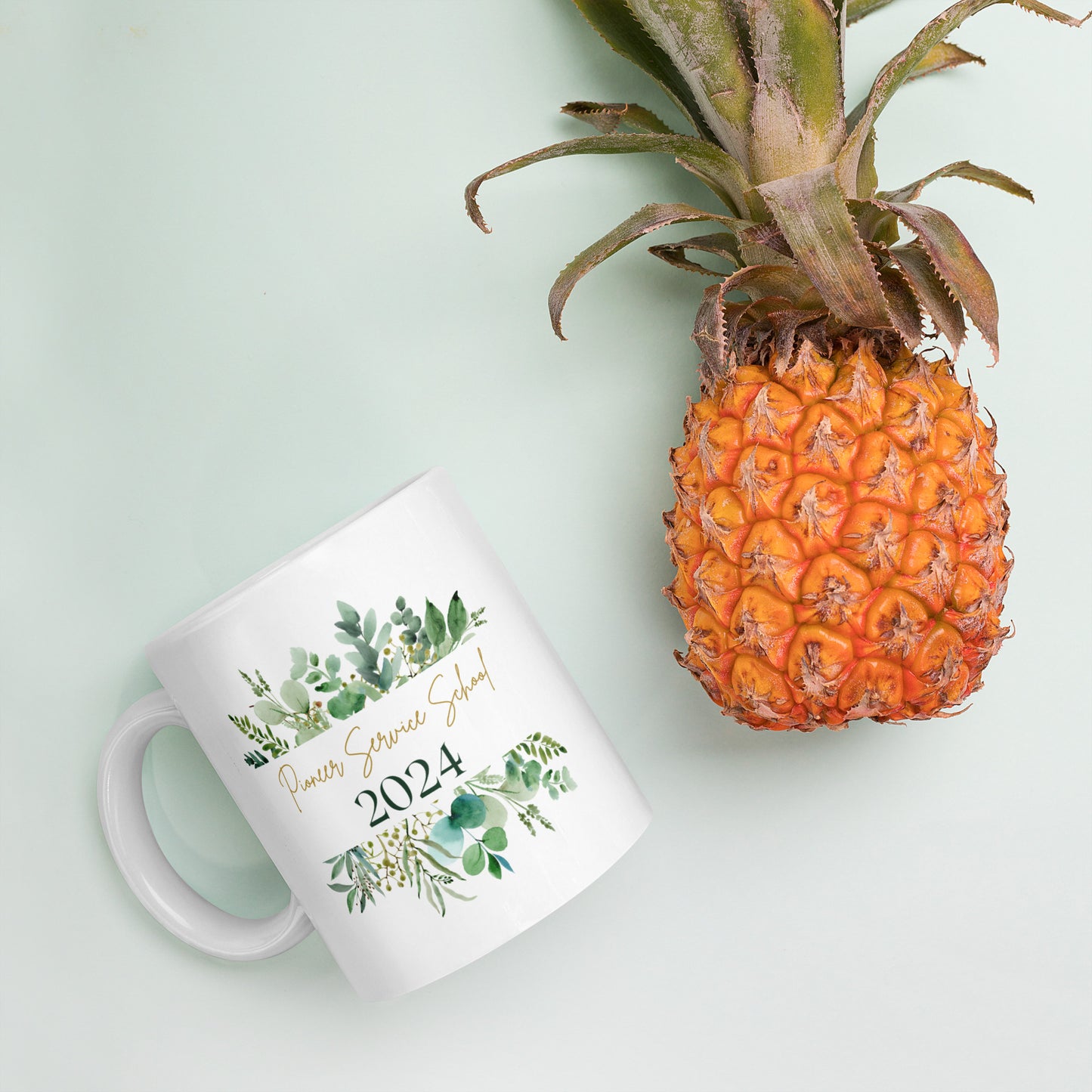 Pioneer School Mug - 2024 | JW Pioneer Gifts | Green Leaves | JW Gifts