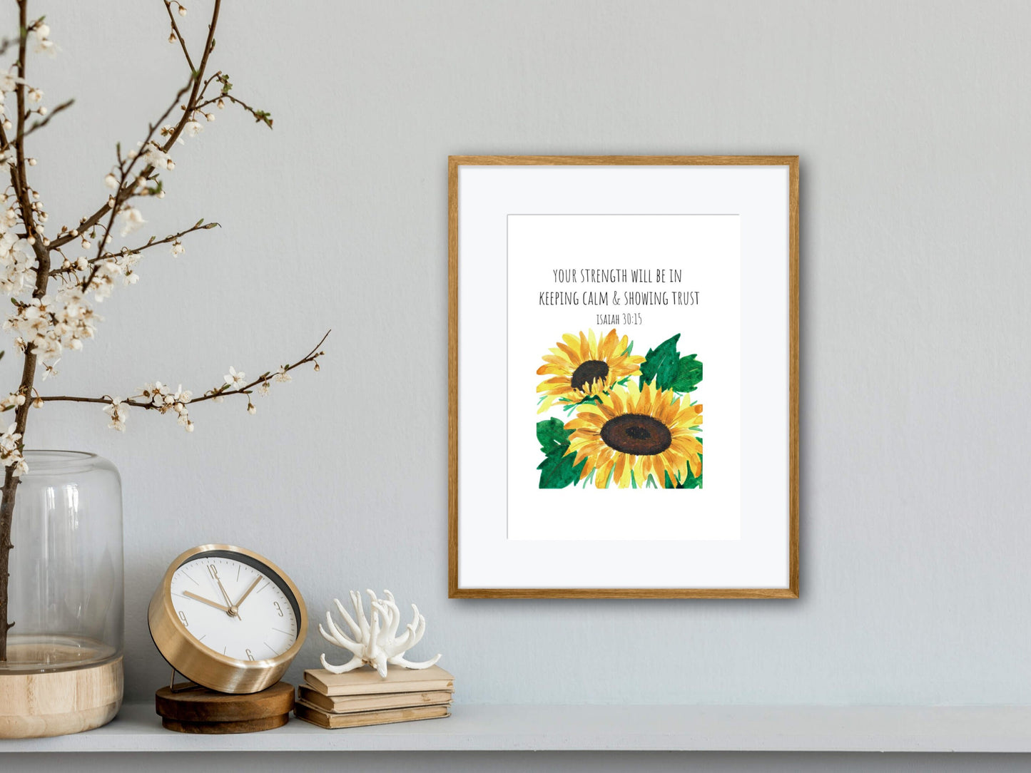 Isaiah 30:15 | Bible Verse | Yellow Sunflowers | JW gift | Digital Download | 5"x7" Print | 5"x7" Greeting Card | JW Baptism Card | JW Gift