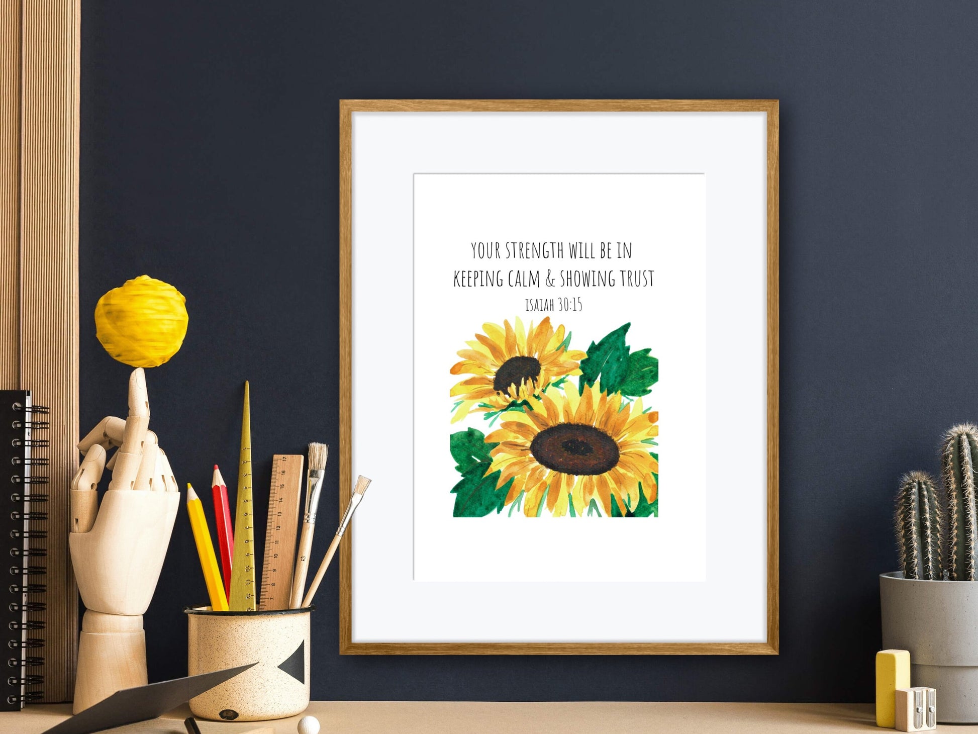 Isaiah 30:15 | Bible Verse | Yellow Sunflowers | JW gift | Digital Download | 5"x7" Print | 5"x7" Greeting Card | JW Baptism Card | JW Gift