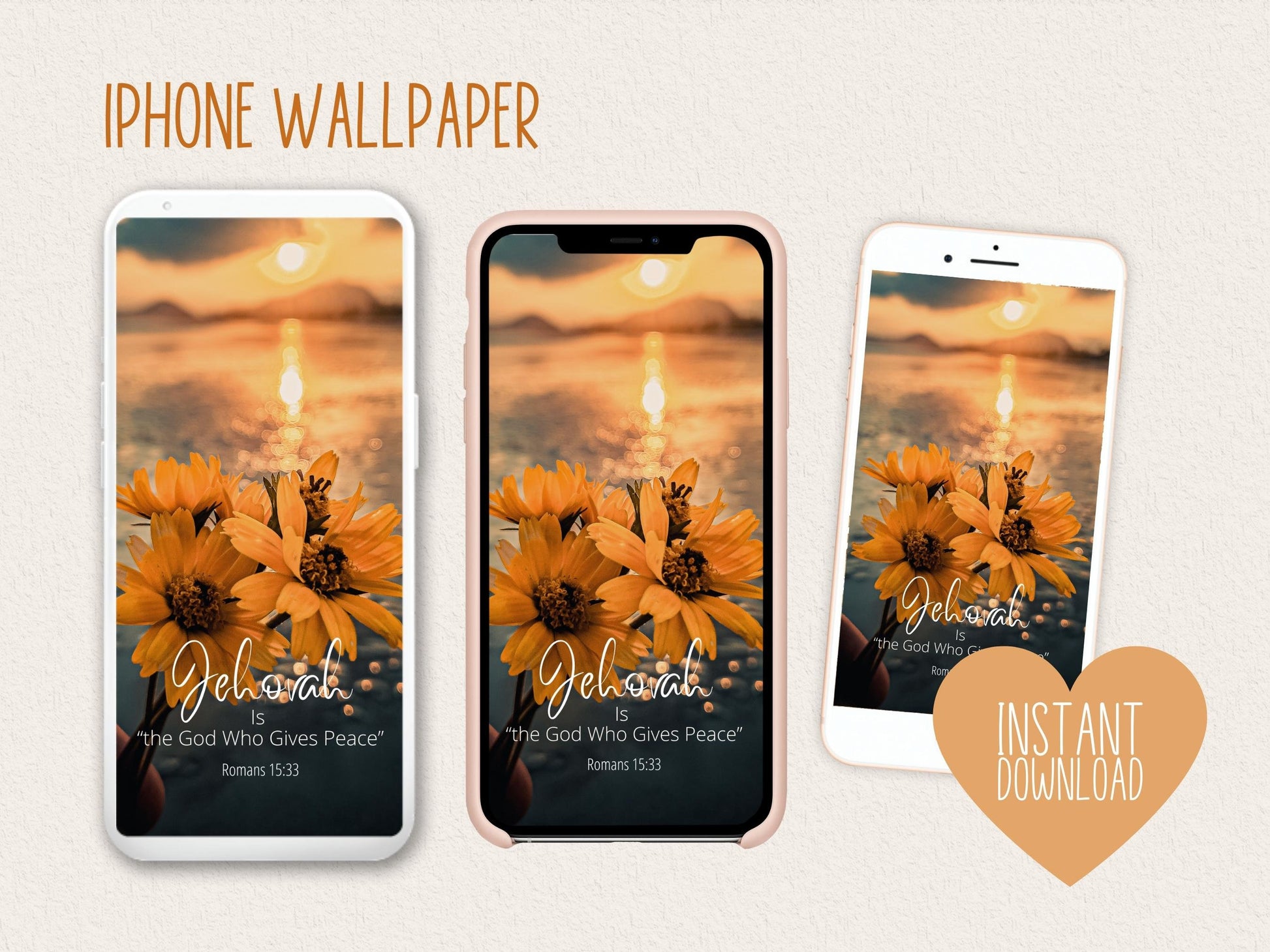 Jehovah is the God who gives peace! iPhone Wallpaper | Romans 15:33 | Phone Wallpaper | Digital download | Scripture Wallpaper