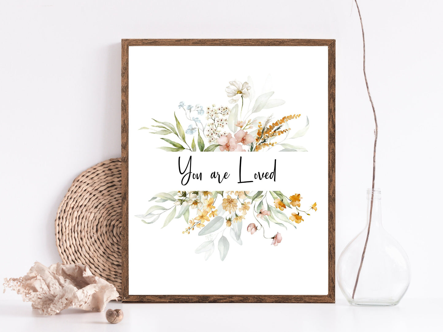 You Are Loved Printable Wall Art | Spring Flowers and Butterfly | Nursery Prints | Digital Print | Nursery Wall Art | DIGITAL DOWNLOAD