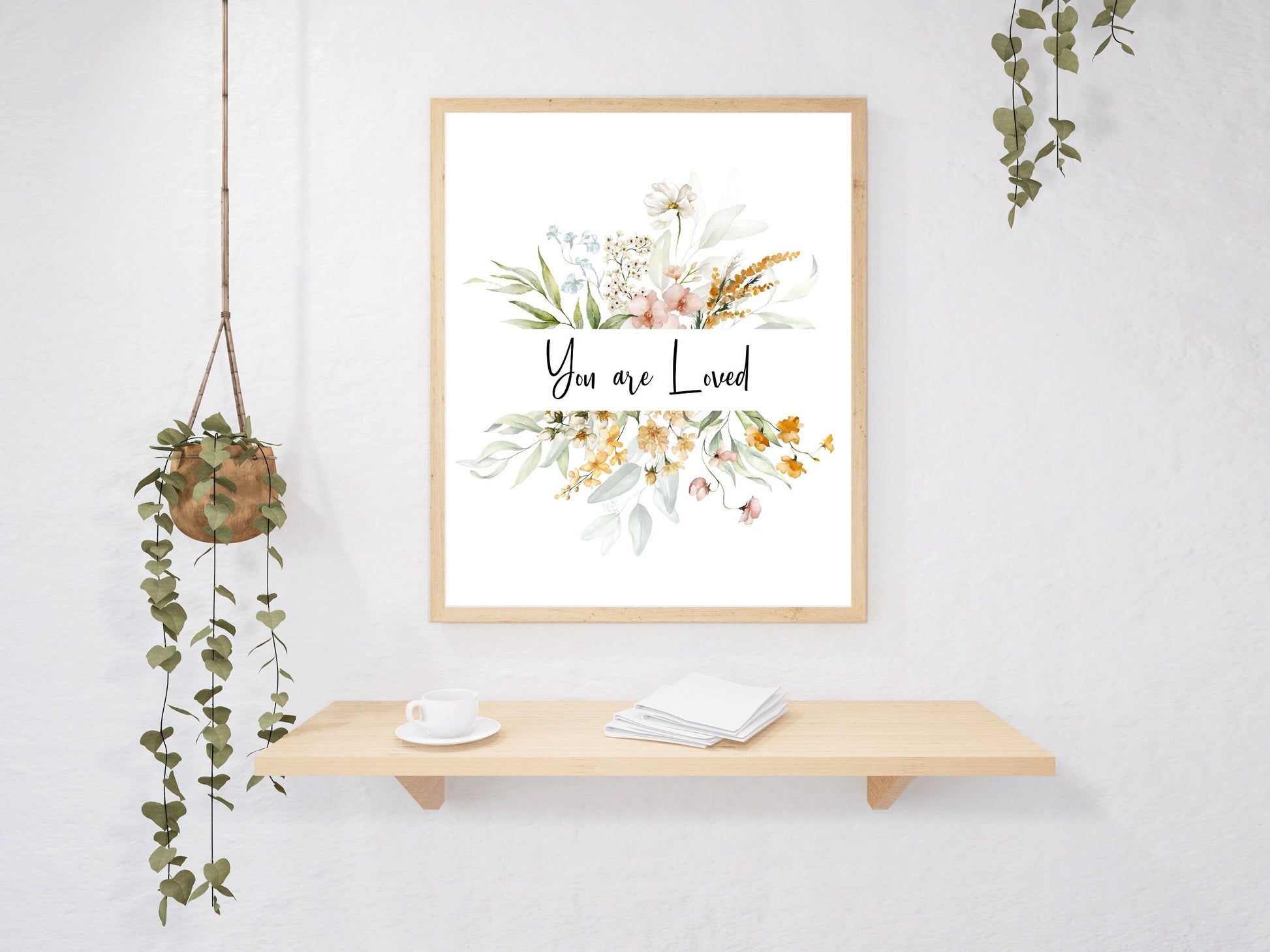 You Are Loved Printable Wall Art | Spring Flowers and Butterfly | Nursery Prints | Digital Print | Nursery Wall Art | DIGITAL DOWNLOAD