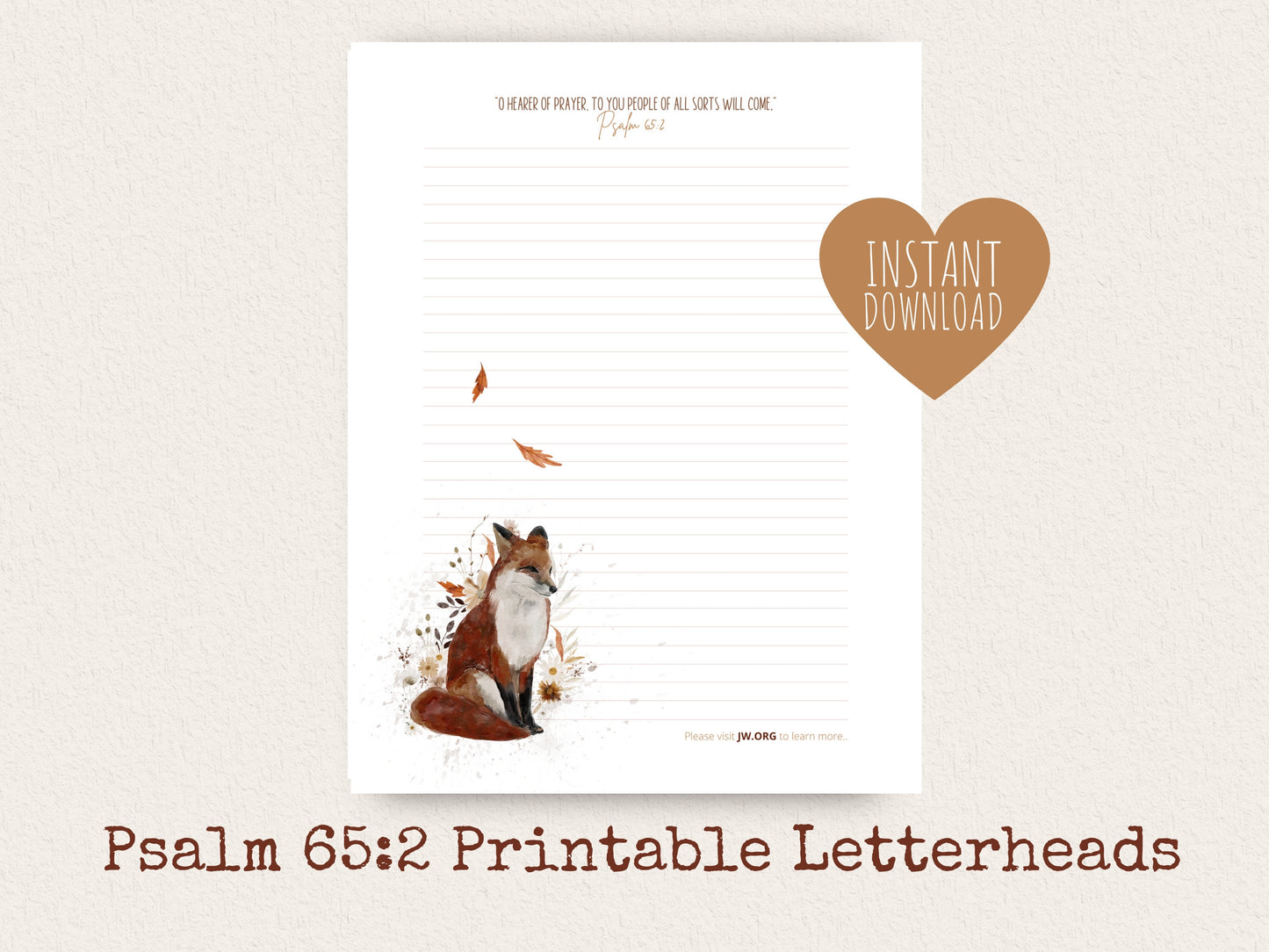 Psalm 65:2, JW Letter Writing Paper | JW Letter Writing | Jehovah's Witnesses | JW Printable | Letterheads | Fall Fox | Fall Flowers, Fauna