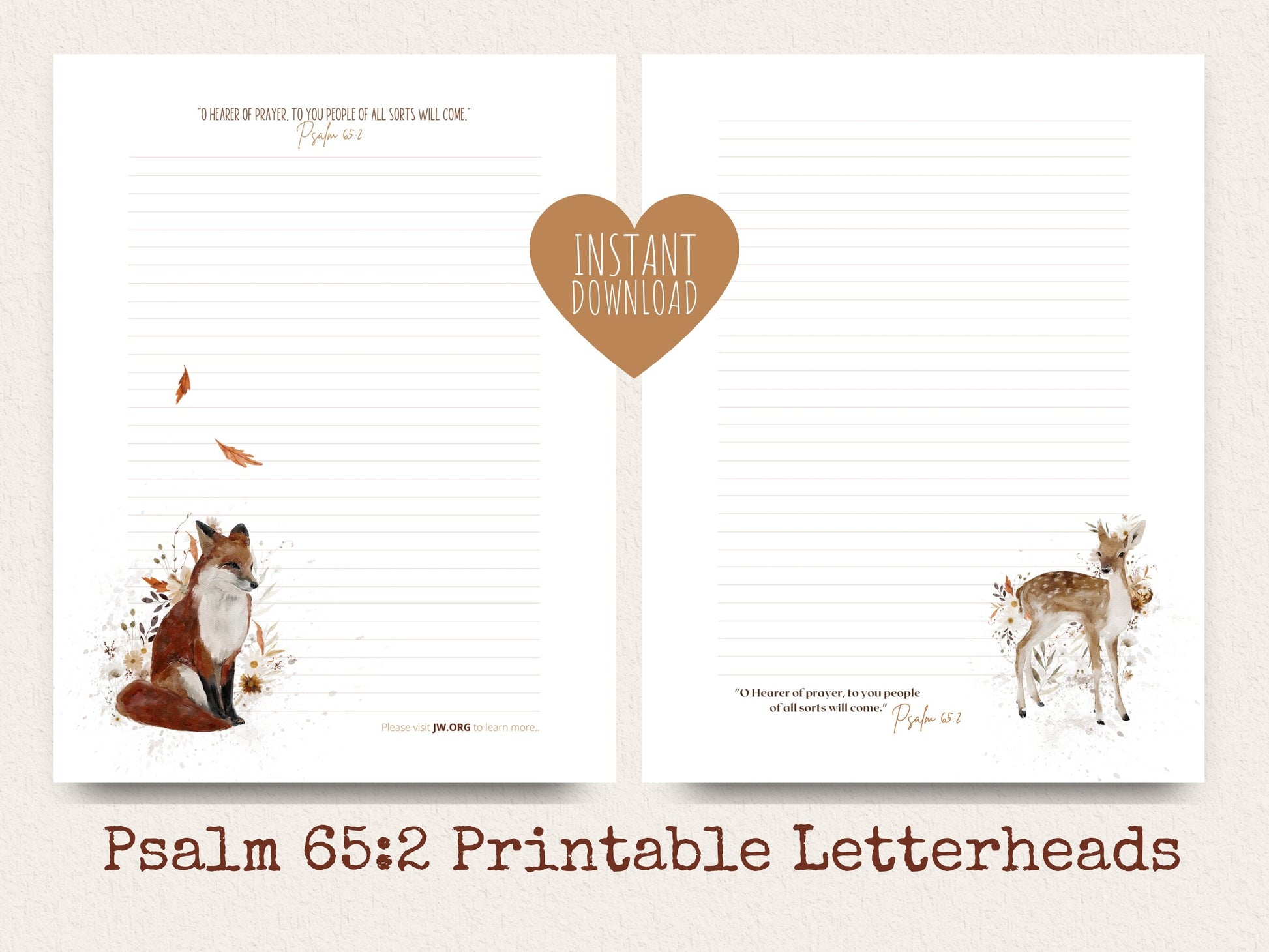 Psalm 65:2, JW Letter Writing Paper | JW Letter Writing | Jehovah's Witnesses | JW Printable | Letterheads | Fall Fox | Fall Flowers, Fauna