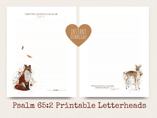 Psalm 65:2, JW Letter Writing Paper | JW Letter Writing | Jehovah's Witnesses | JW Printable | Letterheads | Fall Fox | Fall Flowers, Fauna