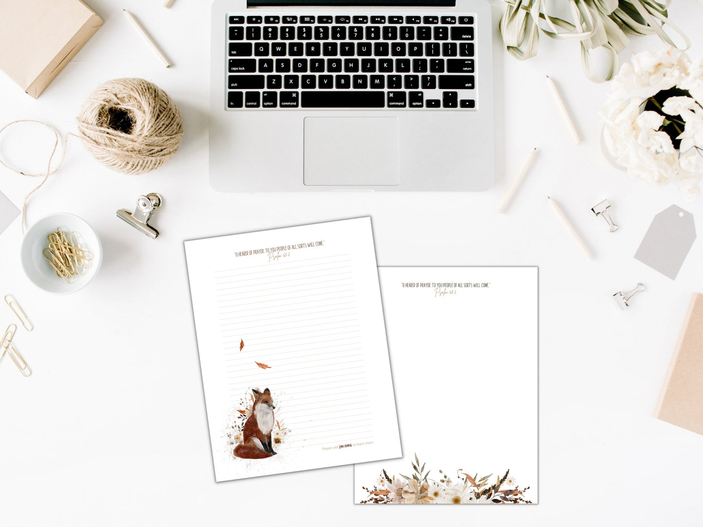 Psalm 65:2, JW Letter Writing Paper | JW Letter Writing | Jehovah's Witnesses | JW Printable | Letterheads | Fall Fox | Fall Flowers, Fauna