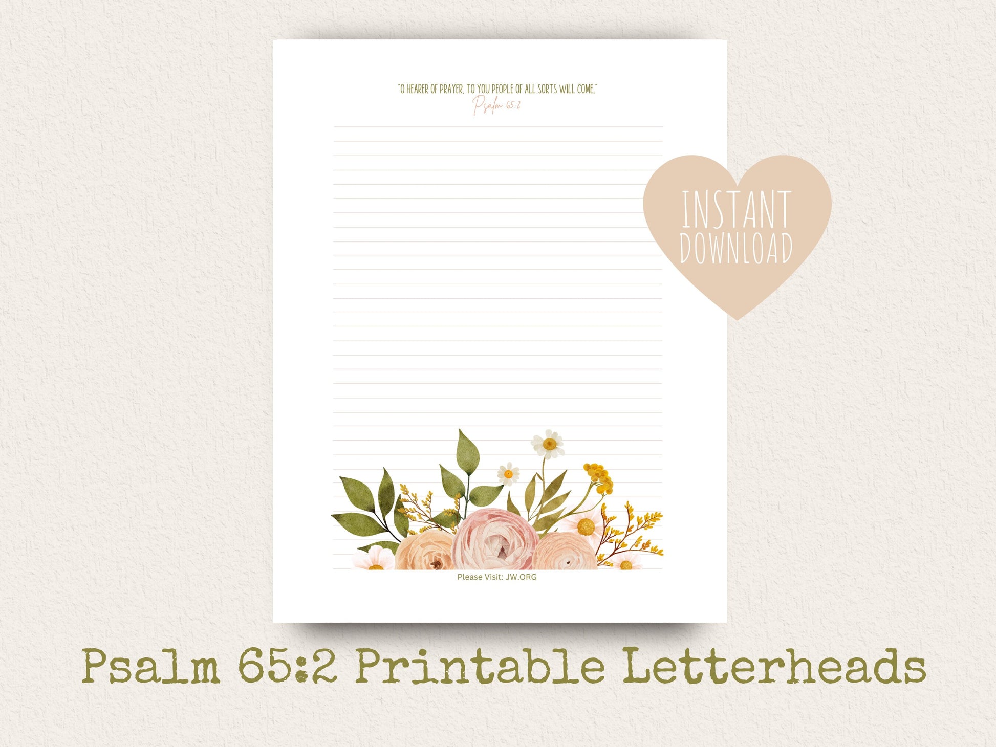 Psalm 65:2 | JW Letter Writing Paper | Sunshine Bouquet