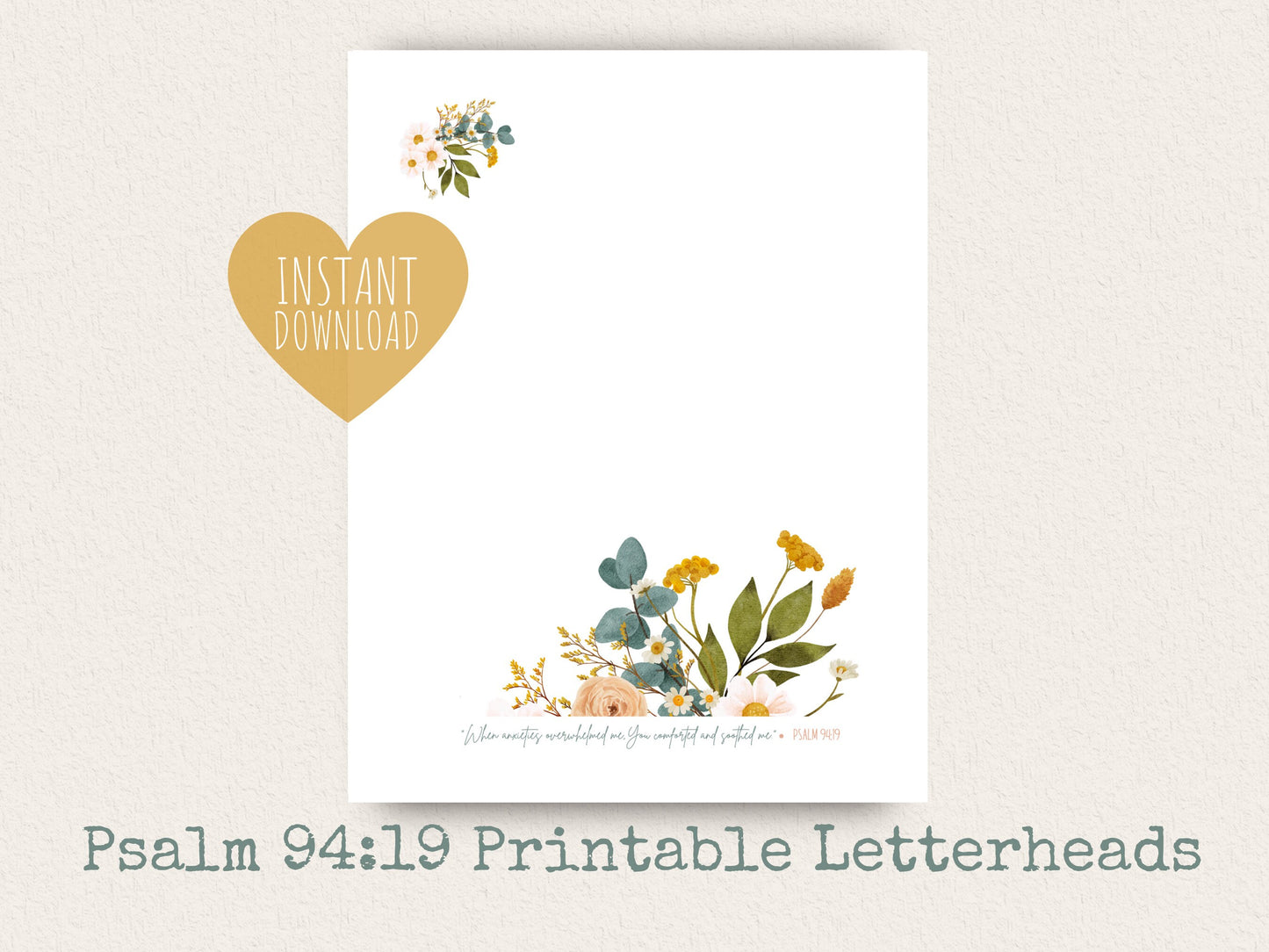 Psalm 94:19 | Thinking of You, Note Template | JW Letter Writing Paper | Jehovah's Witnesses | JW Printable | Blue Bouquet | Sympathy Gift