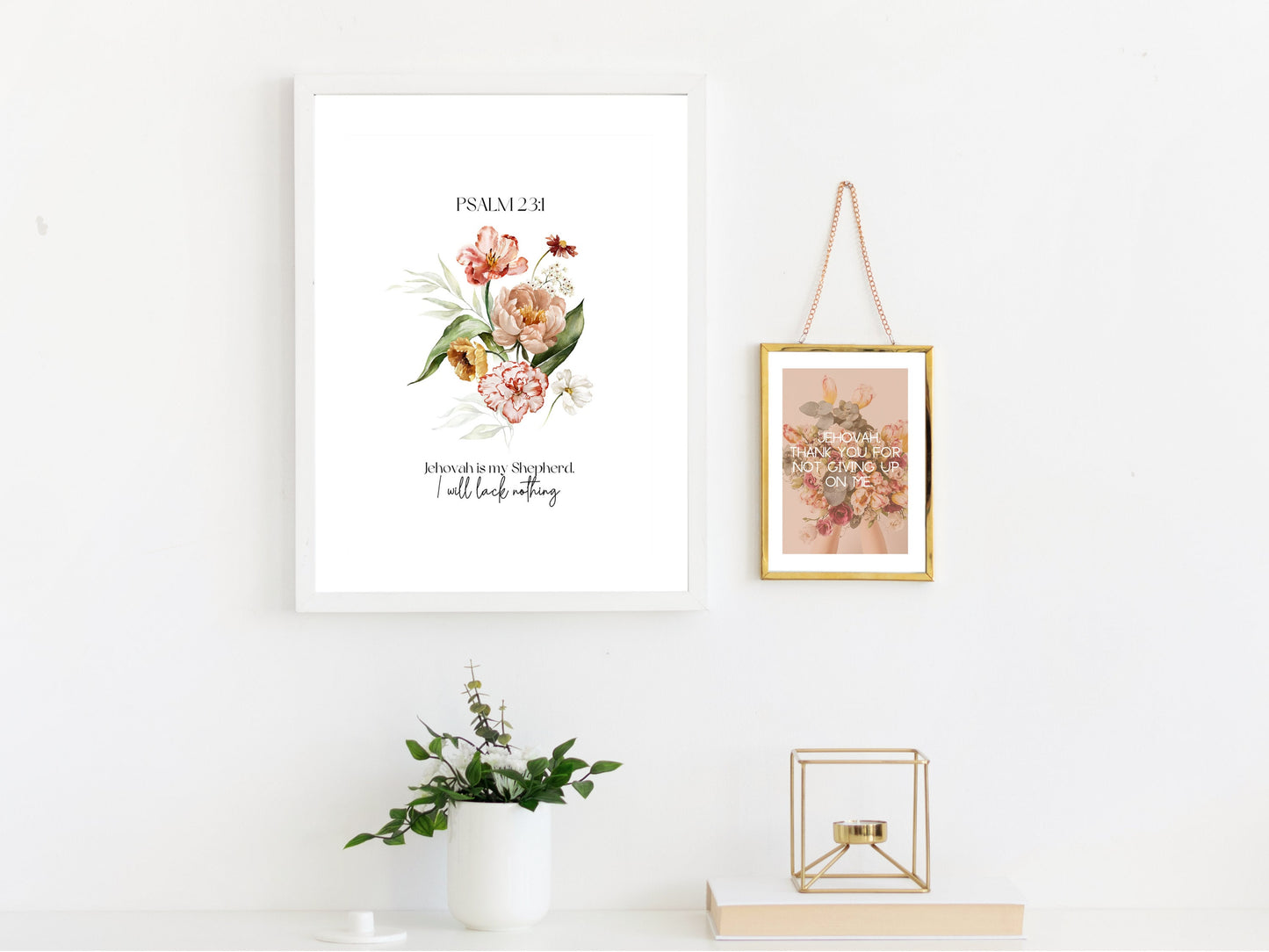 Jehovah is my Shepherd | Psalm 23:1 | JW Prints Wall Art | Faith Quote | JW Wall Art | Dutch Watercolour Floral Art Print | Wall Decor