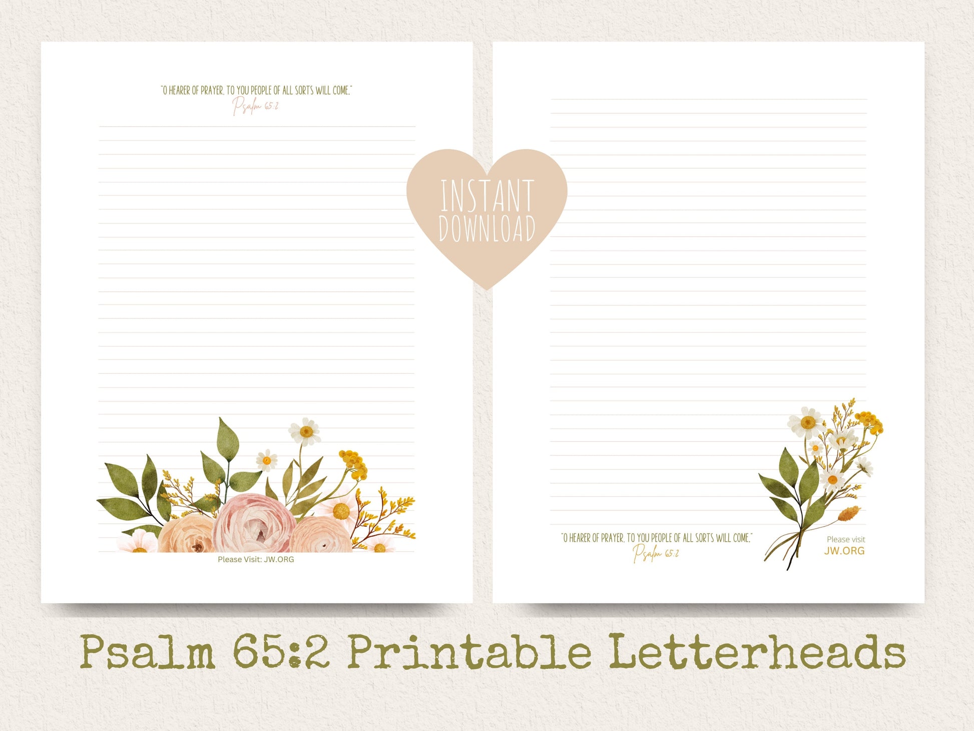 Psalm 65:2 | JW Letter Writing Paper | Sunshine Bouquet