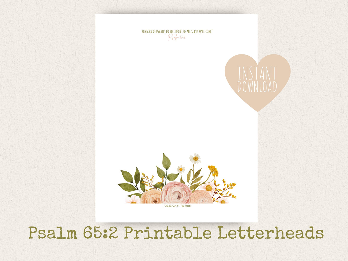 Psalm 65:2 | JW Letter Writing Paper | Sunshine Bouquet