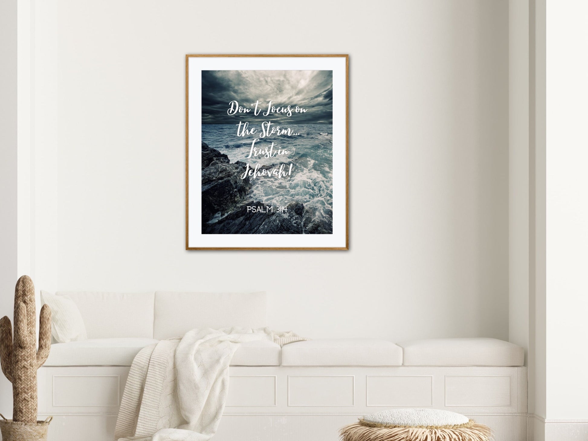 Don't Focus on the Storm. Trust in Jehovah! | Psalm 31:14 | JW Prints Wall Art | Faith Quote | JW Wall Art | Bible Verse Print | Ocean Storm