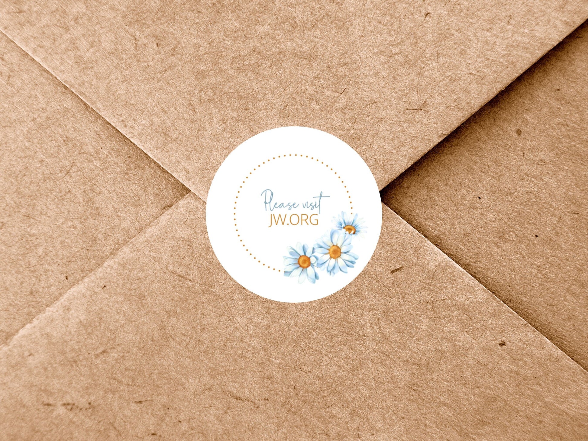 Please Visit jw.org | Envelope Stickers | Sunflowers | Blue Daisies | JW Letter Writing | Jehovah's Witnesses | JW Stickers | JW Printable