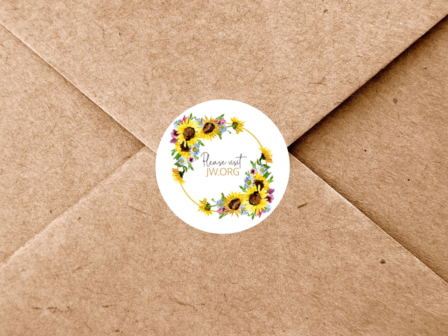 Please Visit jw.org | Envelope Stickers | Sunflowers | Blue Daisies | JW Letter Writing | Jehovah's Witnesses | JW Stickers | JW Printable