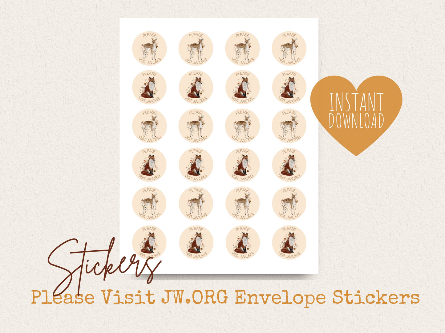 Please Visit jw.org | Envelope Stickers | Fall Flowers, Fox and Deer | JW Letter Writing | Jehovah's Witnesses | JW Stickers | JW Printable