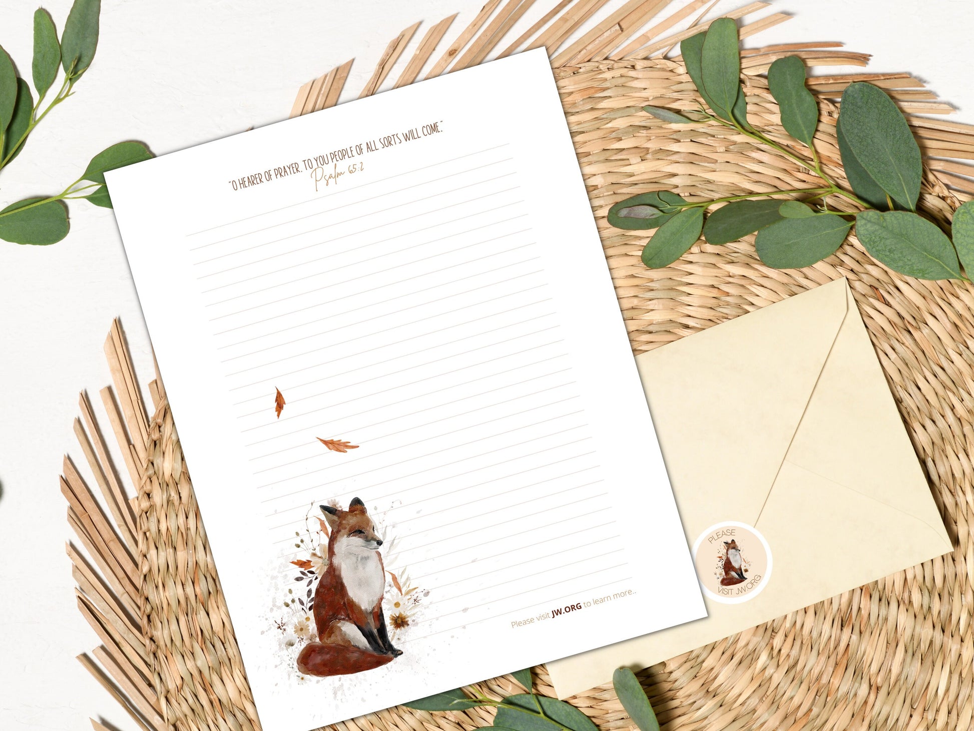 Please Visit jw.org | Envelope Stickers | Fall Flowers, Fox and Deer | JW Letter Writing | Jehovah's Witnesses | JW Stickers | JW Printable