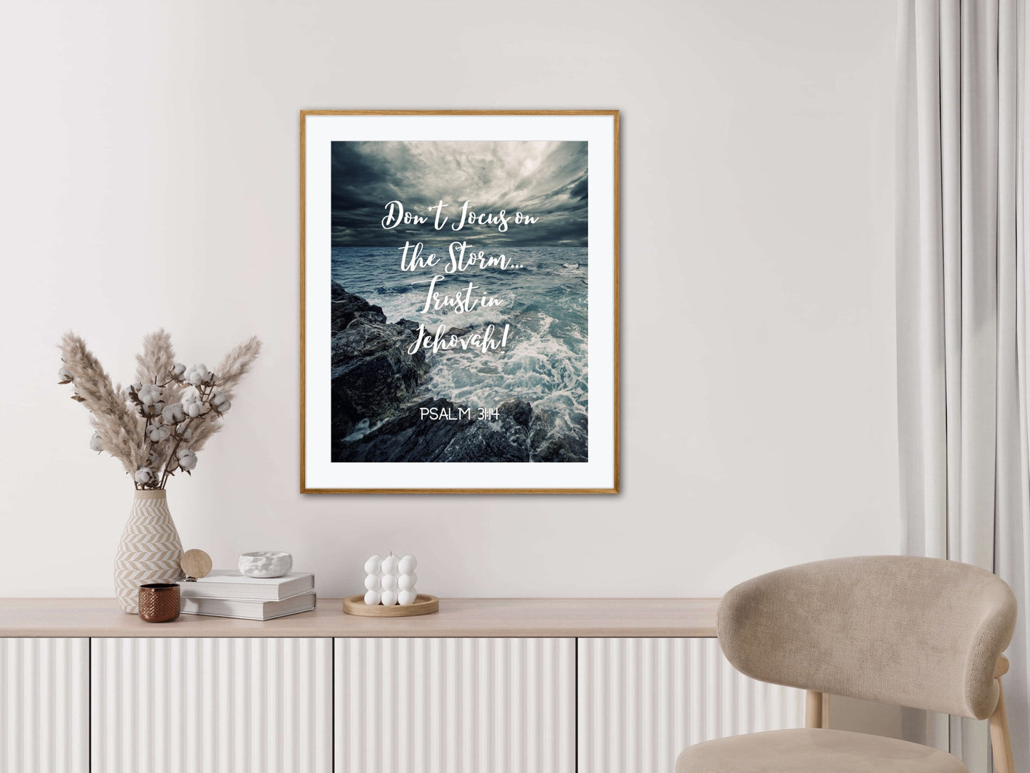 Don't Focus on the Storm. Trust in Jehovah! | Psalm 31:14 | JW Prints Wall Art | Faith Quote | JW Wall Art | Bible Verse Print | Ocean Storm