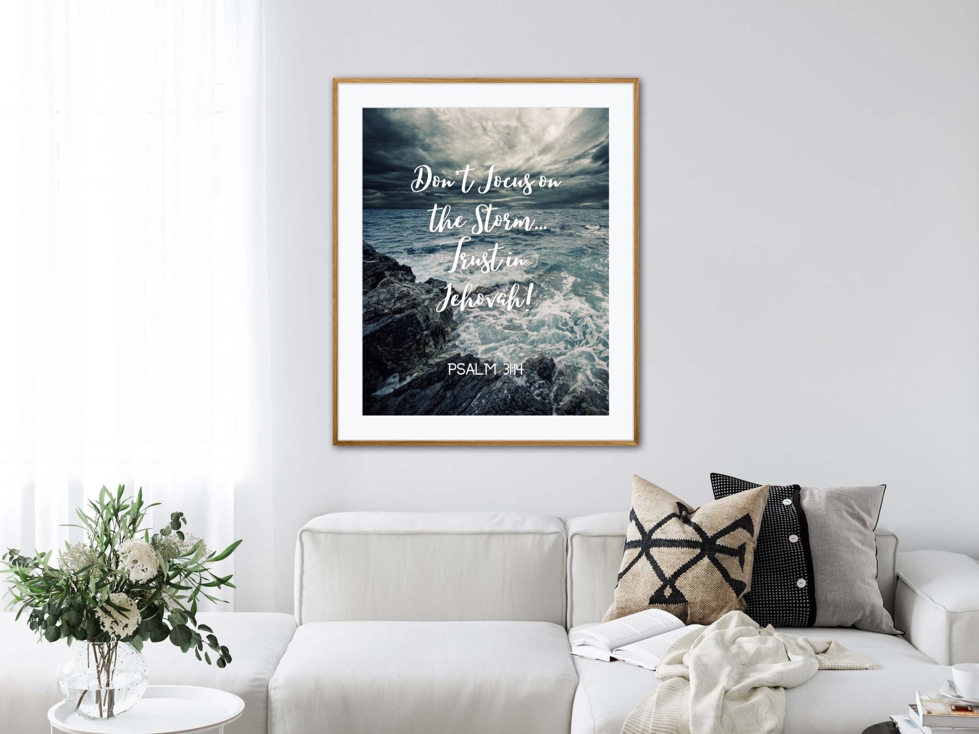 Don't Focus on the Storm. Trust in Jehovah! | Psalm 31:14 | JW Prints Wall Art | Faith Quote | JW Wall Art | Bible Verse Print | Ocean Storm