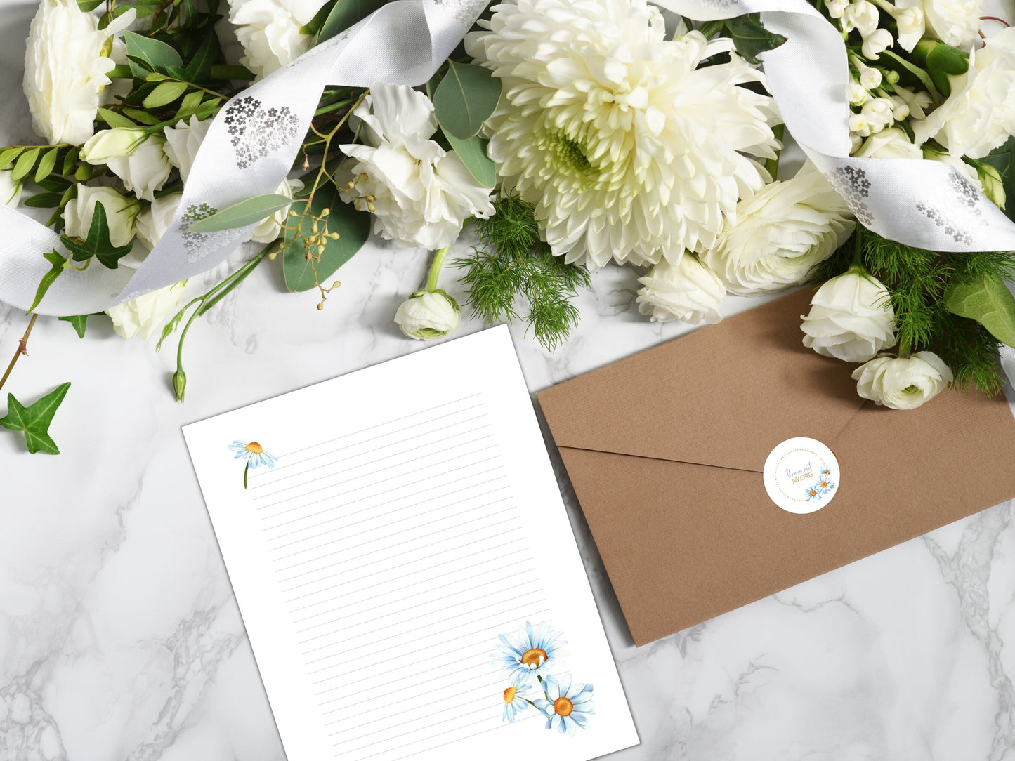 Please Visit jw.org | Envelope Stickers | Sunflowers | Blue Daisies | JW Letter Writing | Jehovah's Witnesses | JW Stickers | JW Printable