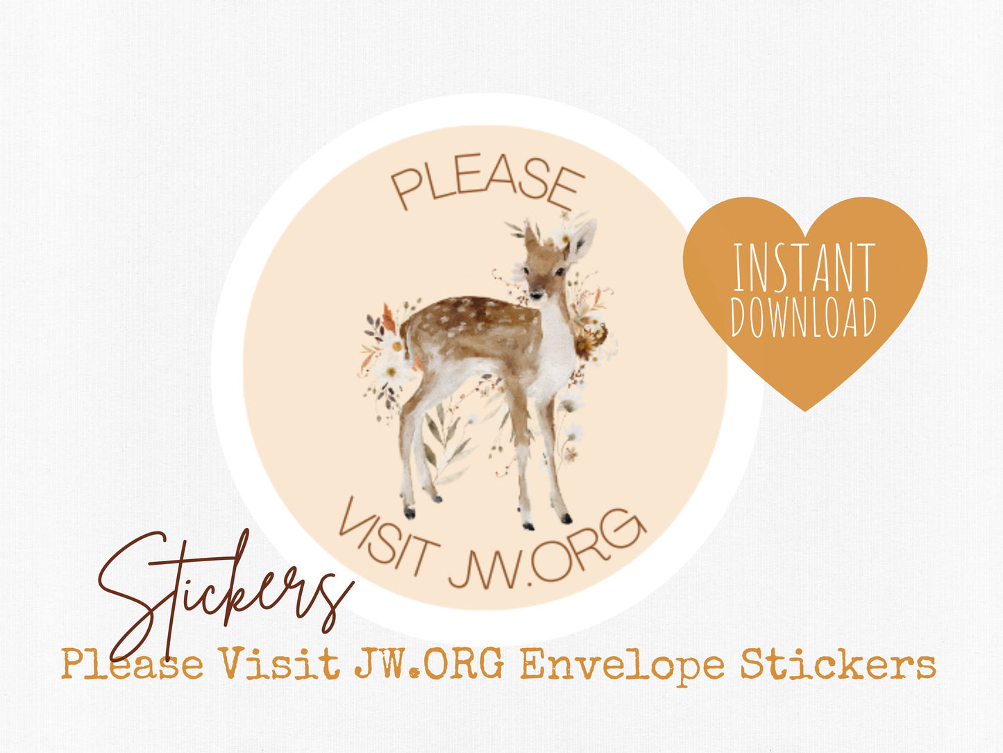 Please Visit jw.org | Envelope Stickers | Fall Flowers, Fox and Deer | JW Letter Writing | Jehovah's Witnesses | JW Stickers | JW Printable