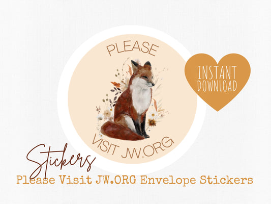 Please Visit jw.org | Envelope Stickers | Fall Flowers, Fox and Deer | JW Letter Writing | Jehovah's Witnesses | JW Stickers | JW Printable