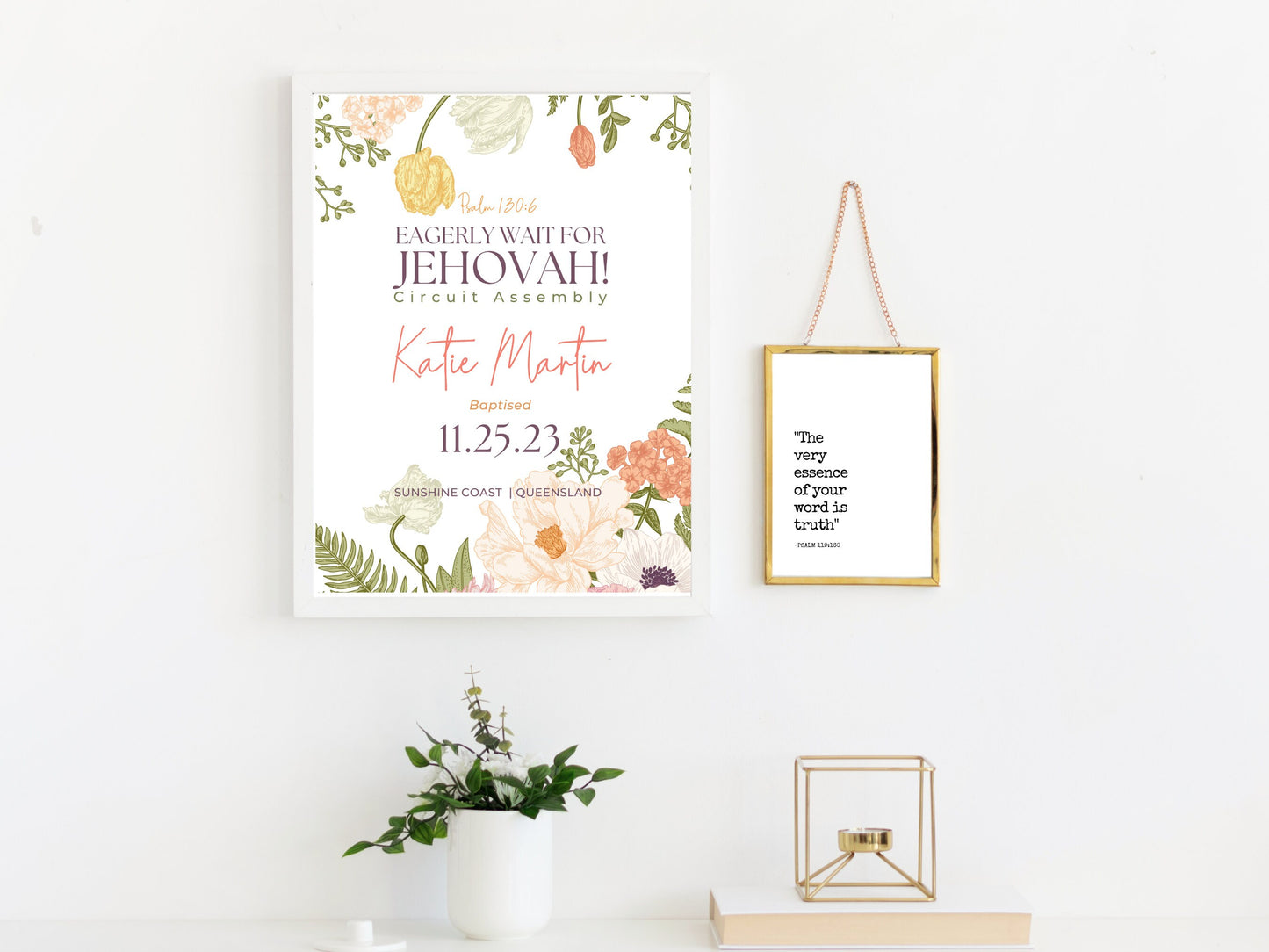 JW Baptism Gift | Baptism Print Template for Jehovah’s Witnesses | Baptism Keepsake | Spring Flowers | Personalised, Customised Print