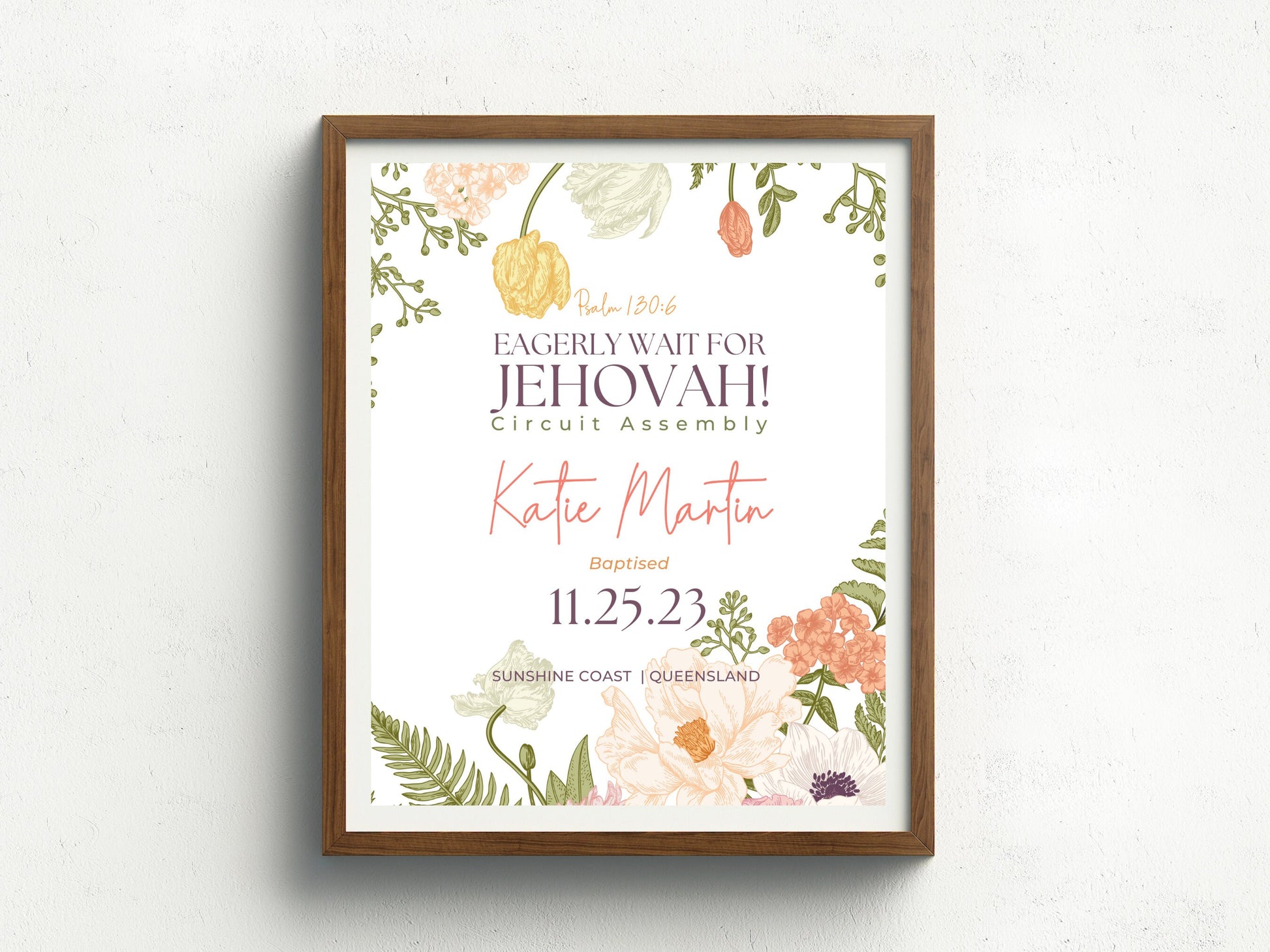 JW Baptism Gift | Baptism Print Template for Jehovah’s Witnesses | Baptism Keepsake | Spring Flowers | Personalised, Customised Print