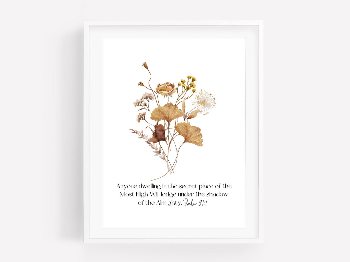 Psalm 91:1 Bible Verse Wall Art | Christian Farmhouse Decor | JW Pioneer Gifts | JW Baptism Gift | Botanical Wildflowers