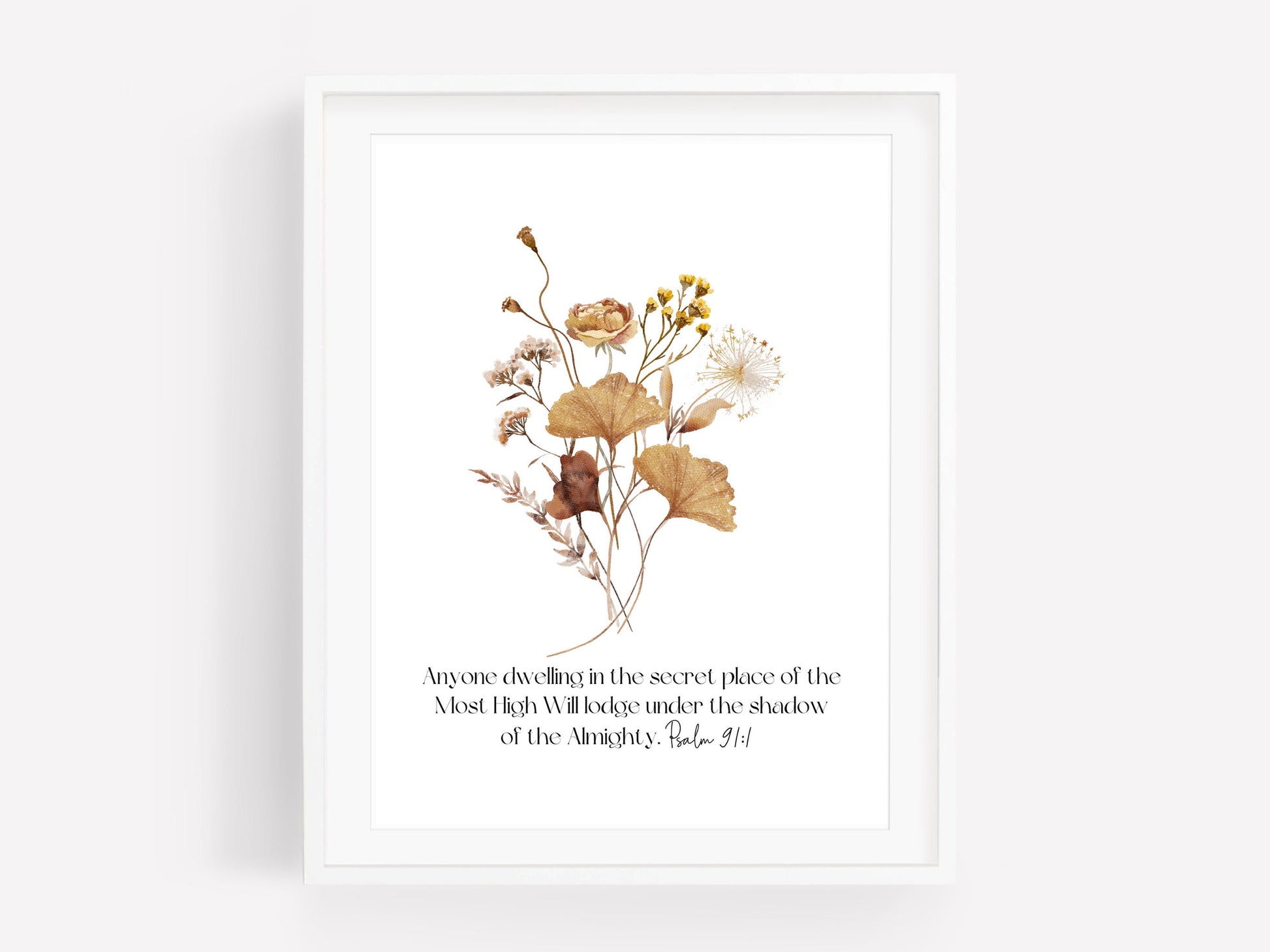 Psalm 91:1 Bible Verse Wall Art | Christian Farmhouse Decor | JW Pioneer Gifts | JW Baptism Gift | Botanical Wildflowers