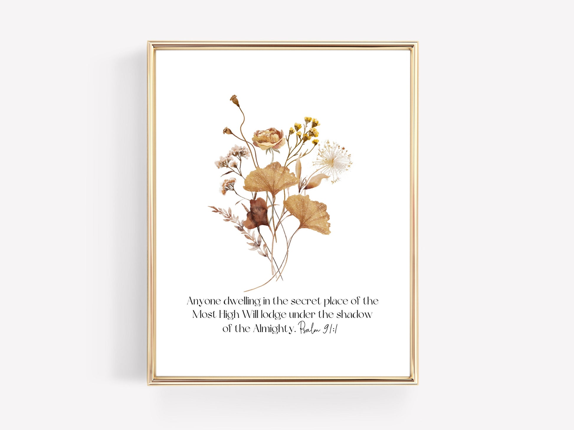 Psalm 91:1 Bible Verse Wall Art | Christian Farmhouse Decor | JW Pioneer Gifts | JW Baptism Gift | Botanical Wildflowers