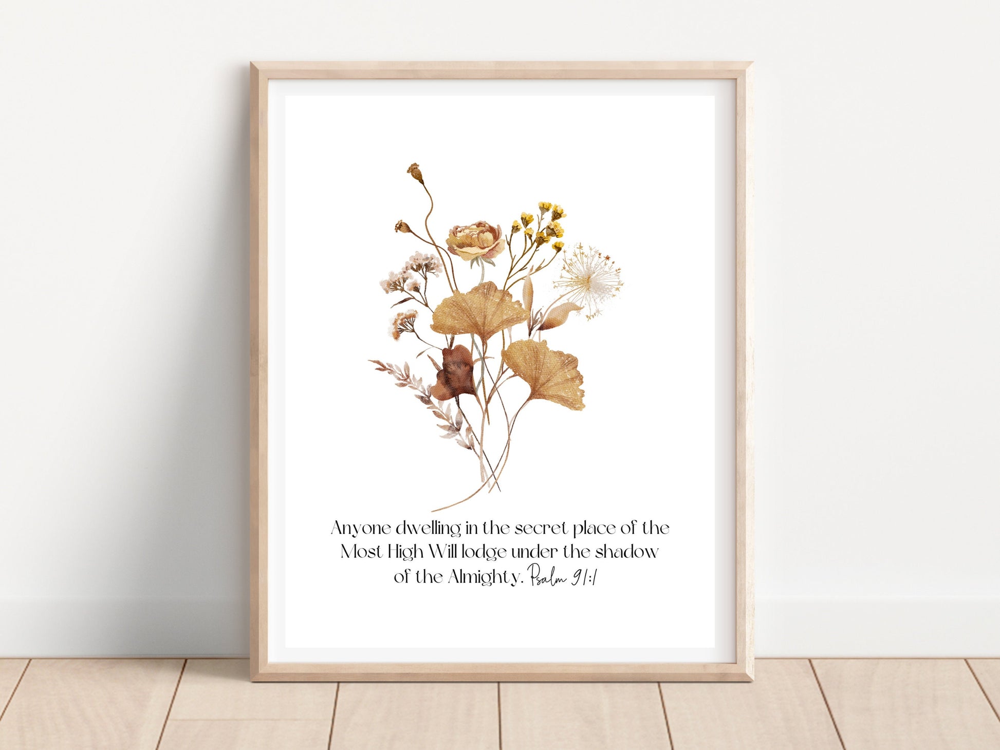 Psalm 91:1 Bible Verse Wall Art | Christian Farmhouse Decor | JW Pioneer Gifts | JW Baptism Gift | Botanical Wildflowers