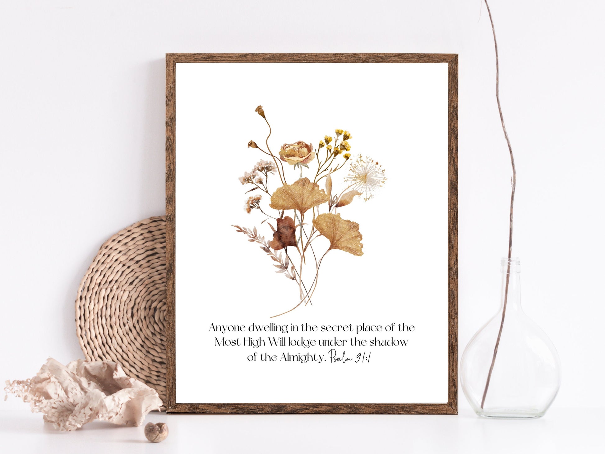 Psalm 91:1 Bible Verse Wall Art | Christian Farmhouse Decor | JW Pioneer Gifts | JW Baptism Gift | Botanical Wildflowers