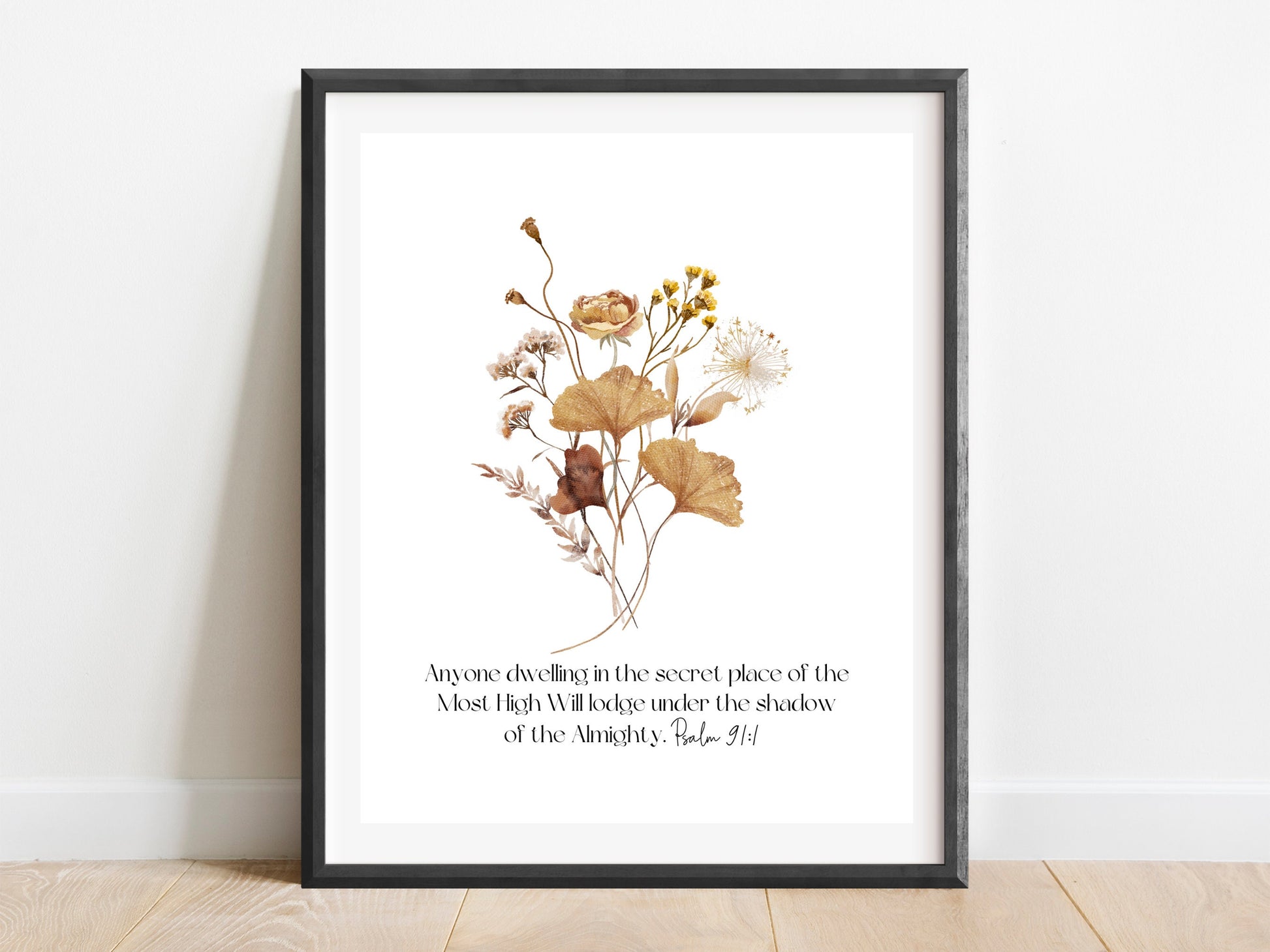 Psalm 91:1 Bible Verse Wall Art | Christian Farmhouse Decor | JW Pioneer Gifts | JW Baptism Gift | Botanical Wildflowers