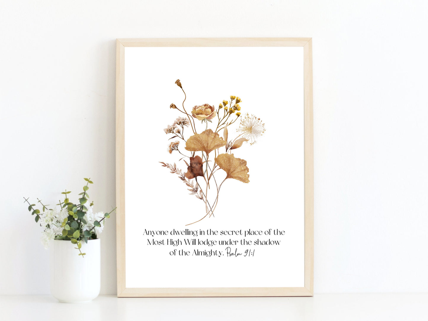 Psalm 91:1 Bible Verse Wall Art | Christian Farmhouse Decor | JW Pioneer Gifts | JW Baptism Gift | Botanical Wildflowers