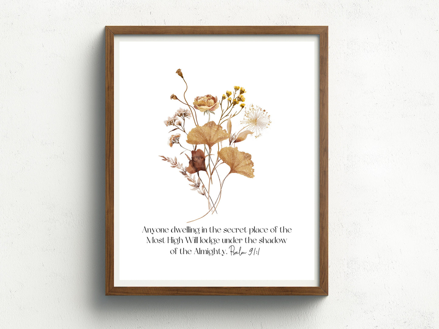 Psalm 91:1 Bible Verse Wall Art | Christian Farmhouse Decor | JW Pioneer Gifts | JW Baptism Gift | Botanical Wildflowers