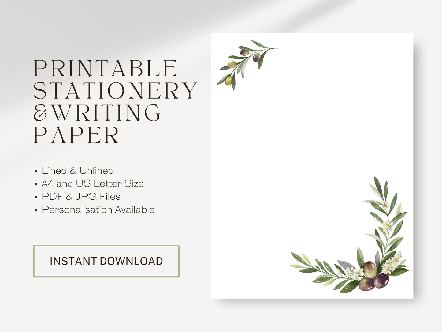 Printable Letterhead | Letter Writing | JW Gift Ideas | JW Letter Writing | Olive Branch