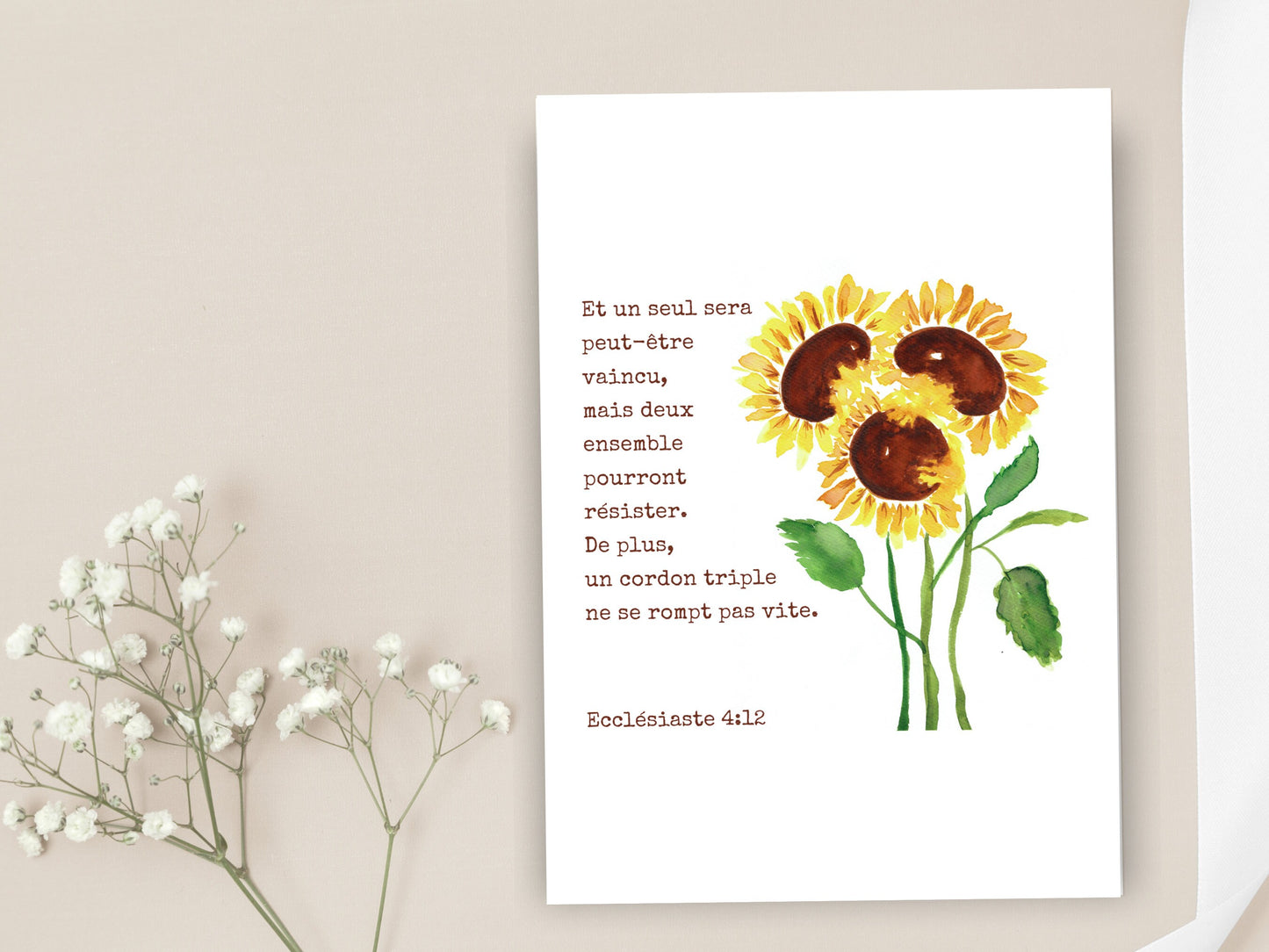 Wedding Card | Ecclesiastes 4:12 | French | 5x7 Print | 5x7 Wedding Card | JW Anniversary | JW Gift