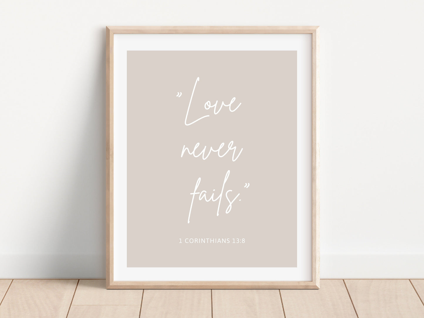 Love Never Fails, Bible Verse Wall Art | 1 Corinthians 13:8 | Christian Farmhouse Decor | JW Pioneer Gifts | JW Baptism Gift