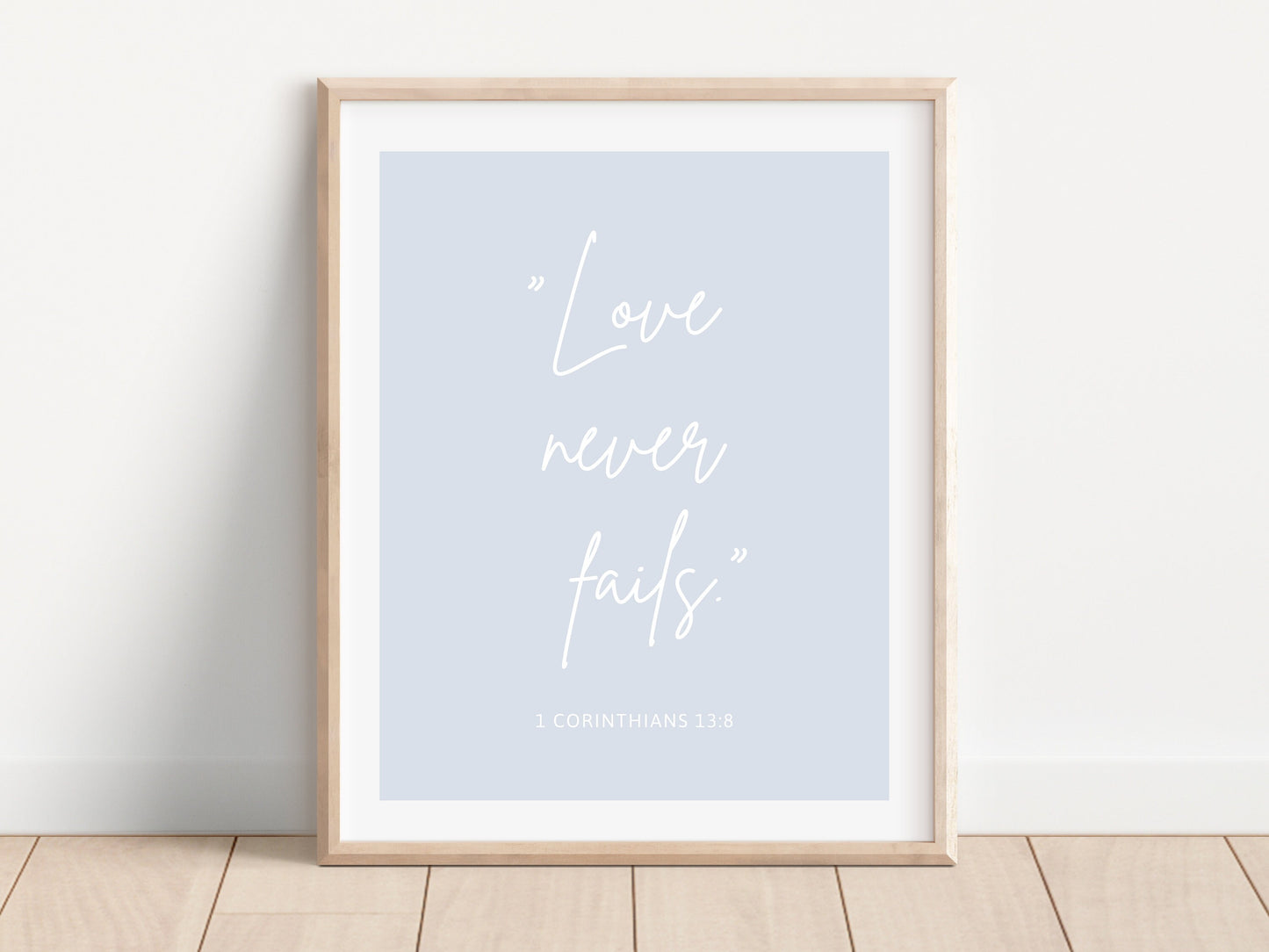 Love Never Fails, Bible Verse Wall Art | 1 Corinthians 13:8 | Christian Farmhouse Decor | JW Pioneer Gifts | JW Baptism Gift