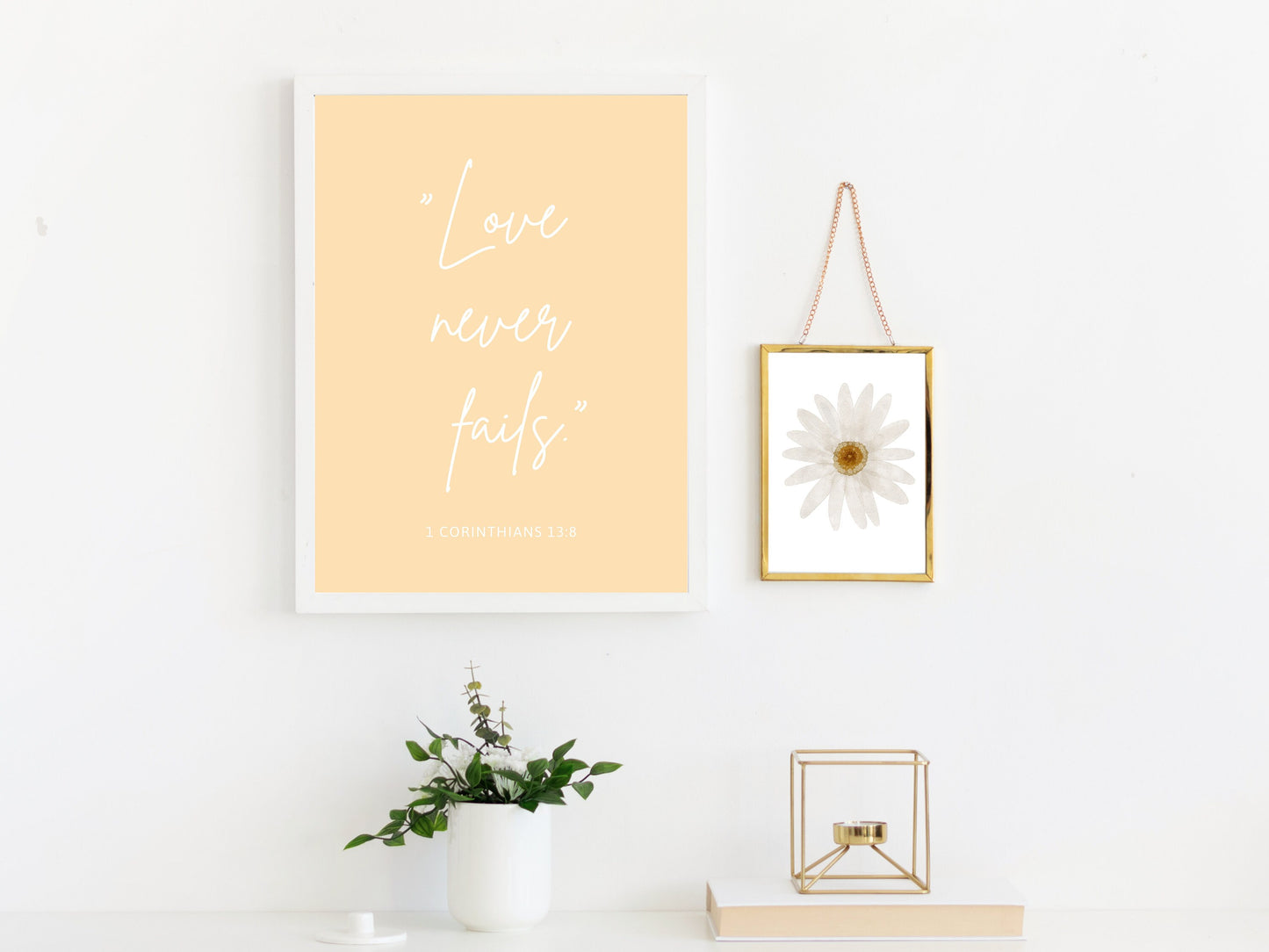 Love Never Fails, Bible Verse Wall Art | 1 Corinthians 13:8 | Christian Farmhouse Decor | JW Pioneer Gifts | JW Baptism Gift