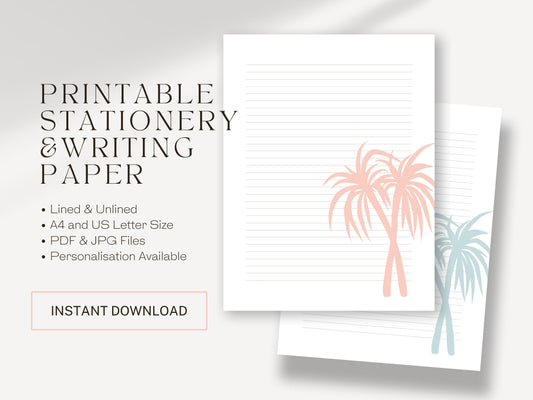 JW Letter Writing Paper | JW Printable | Letterheads | Pastel Palm Trees