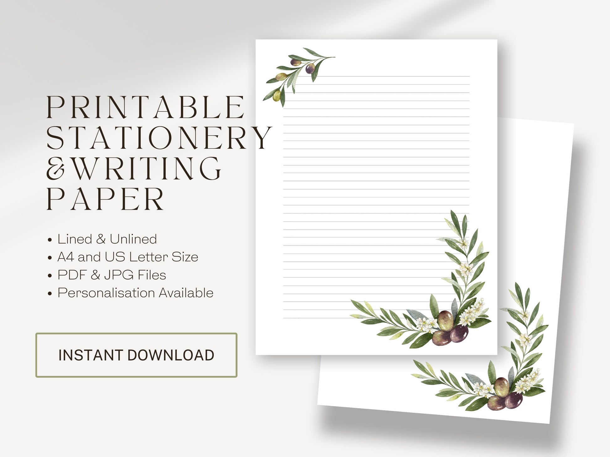 Printable Letterhead | Letter Writing | JW Gift Ideas | JW Letter Writing | Olive Branch