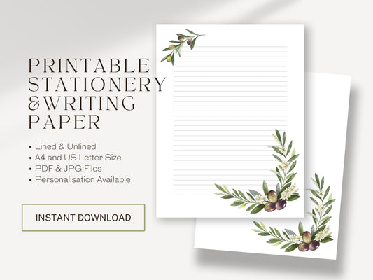 Printable Letterhead | Letter Writing | JW Gift Ideas | JW Letter Writing | Olive Branch