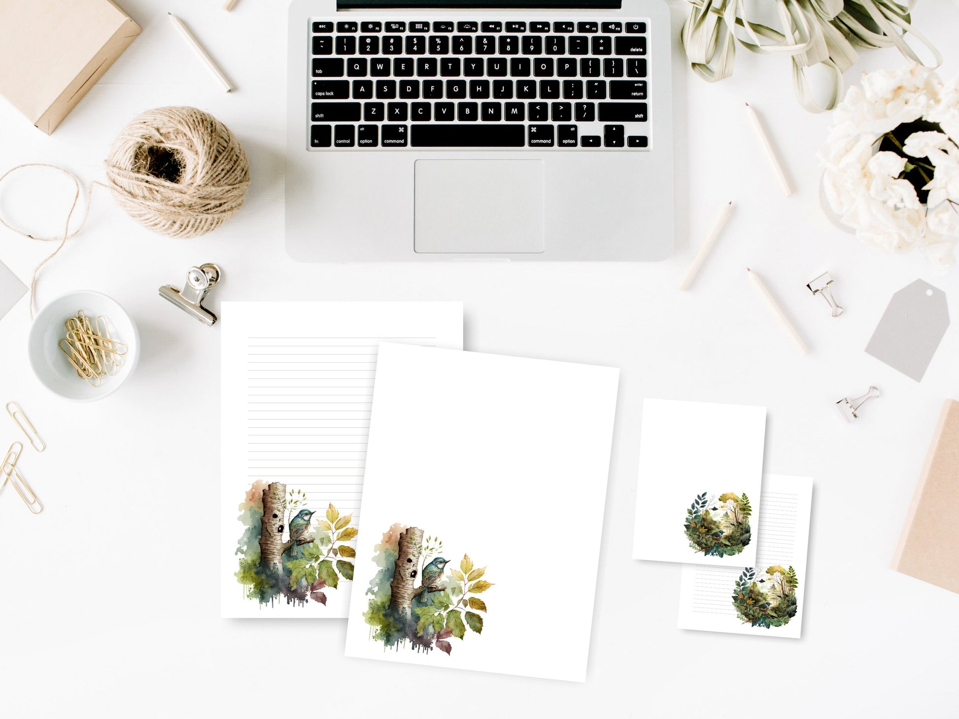 Printable Letter | Forest with Birds | Letter Writing Paper | Notepaper